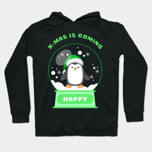 Xmas is Coming Happy Penguin (Green) Hoodie